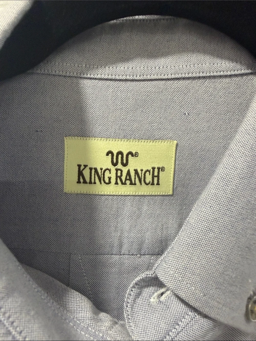 King Ranch Men’s Light Blue Button-Down Oxford Shirt with Duck details XL